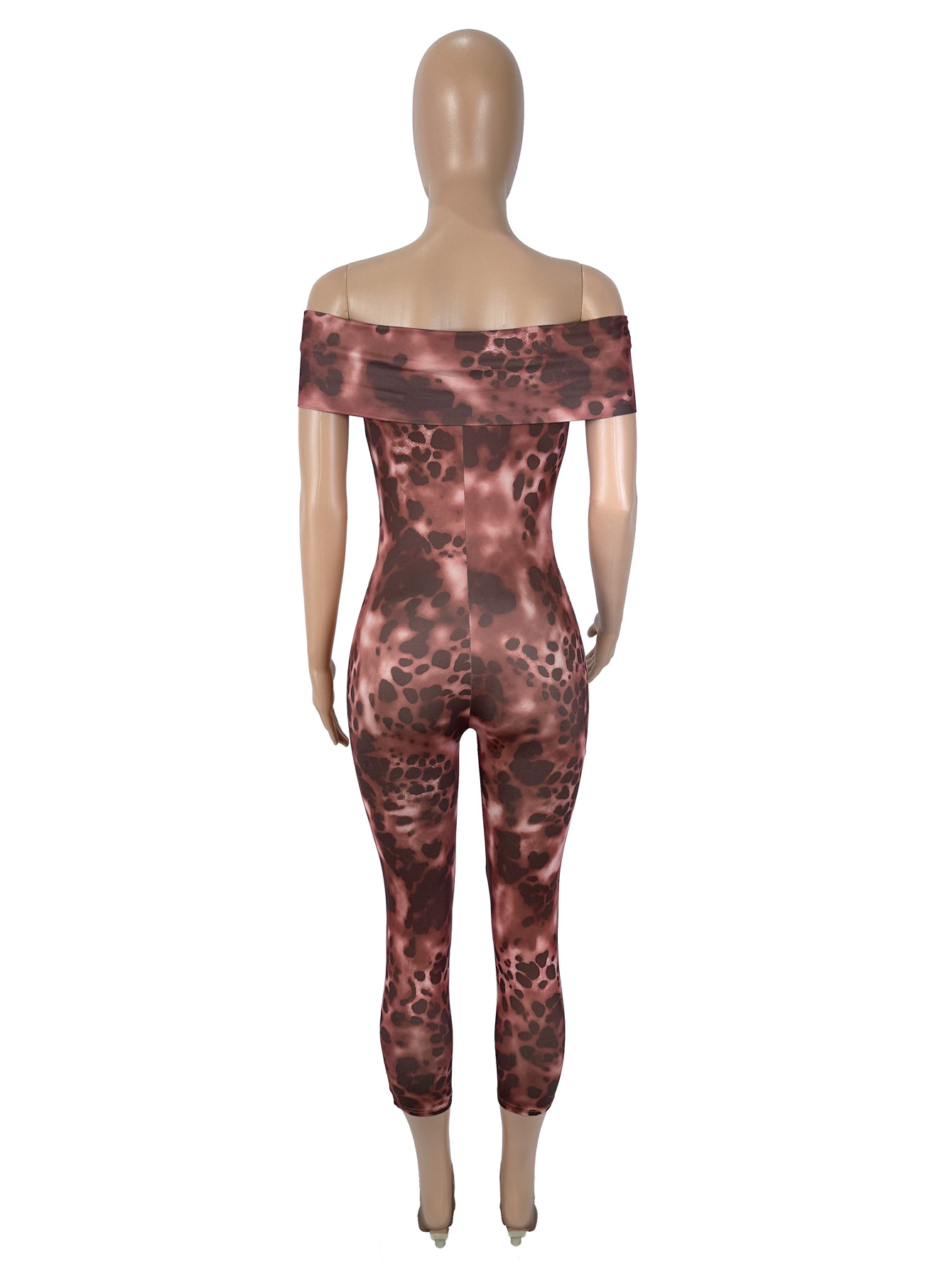Leopard Print Off-Shoulder Ruched Romper for Parties