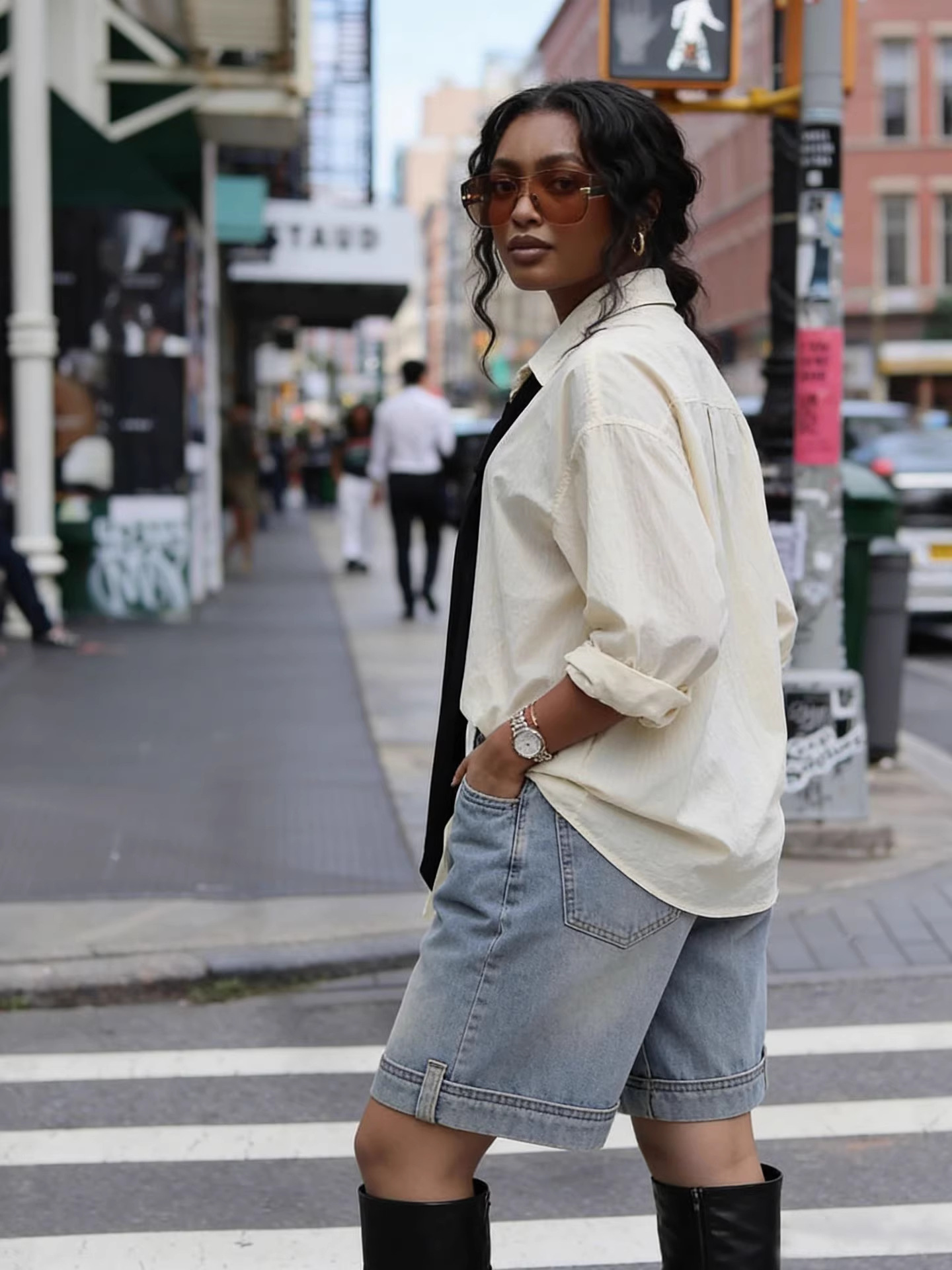 Reversed Denim Shorts for Casual Streetwear