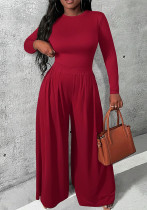 Women Casual Two Piece Set Long Sleeve Wide Leg High Waist Drawstring Outfit Women Casual Two Piece Set Long Sleeve Wide Leg High Waist Drawstring Outfit