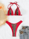 Women Bikini Patchwork Lace-Up Swimsuit Sexy Two Piece Swimwear