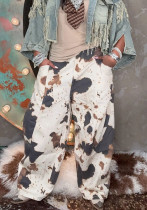 Women Denim Pants Cow Print Western Style Jeans