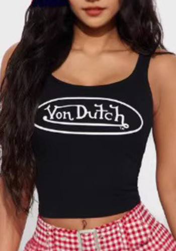 Summer Fashionable Sexy Letter Print U-Neck Tank Top
