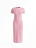 Women Sporty Dress Slim Fit Short Sleeve Casual Long Dress
