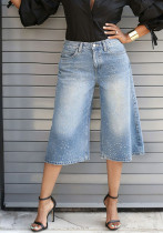 Women Denim Shorts Beaded High Waist Fashion Shorts Women Denim Shorts Beaded High Waist Fashion Shorts