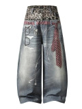 Women Denim Pants Leopard Print Street Jeans