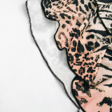 Women Sexy Dress Leopard Print Halter Neck Cowl Neck Low Back Party Dress