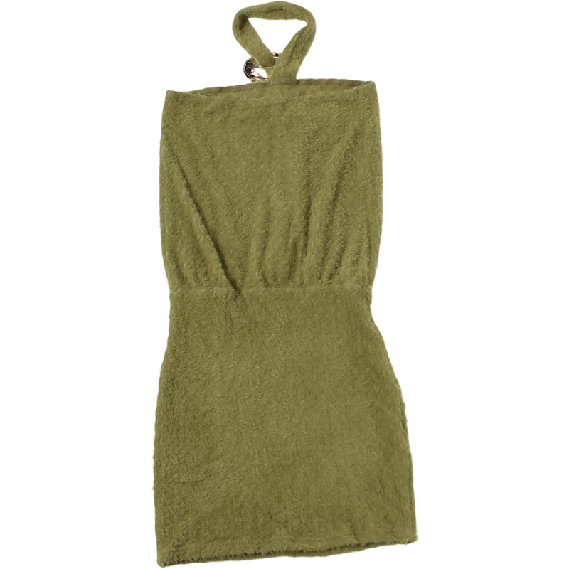 Solid Halter Neck Sleeveless Bodycon Dress for Streetwear