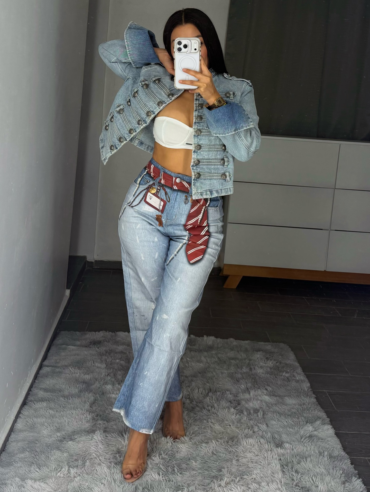 Printed Denim Jeans for Casual Streetwear