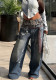 Women Denim Pants Leopard Print Street Jeans