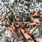 Women Sexy Dress Leopard Print Halter Neck Cowl Neck Low Back Party Dress