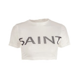 Women Streetwear Letter Print Cropped T-Shirt Casual Graphic Crop Top