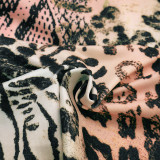 Women Sexy Dress Leopard Print Halter Neck Cowl Neck Low Back Party Dress