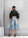 Women Denim Shorts Beaded High Waist Fashion Shorts