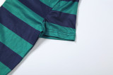 Women Spring Vintage Set Striped Turndown Collar Crop Top Shorts Outfit