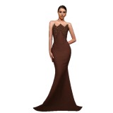 Women Strapless Sequin Mermaid Maxi Dress Formal Party Evening Dress