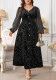 Plus Size Women V Neck French Velvet Patchwork Dress
