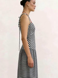 Women Black & White Striped Summer Holiday Dress
