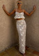 Women Holiday Lace Embroidery See-Through Two Piece Set