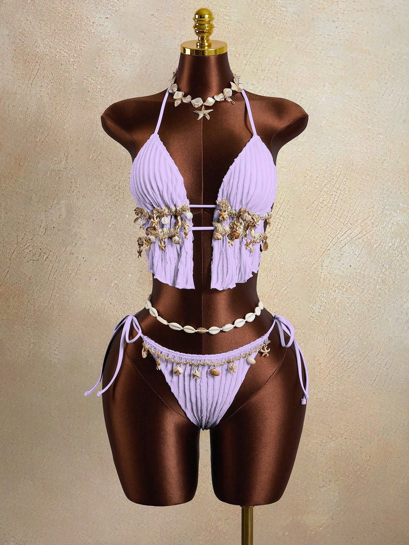 Lace-Up Camisole Two-Piece Swimsuit for Holiday Beachwear