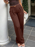 Women Spring & Summer V-Shaped Waist Blazer Pants Ruched Wide Leg Long Pants