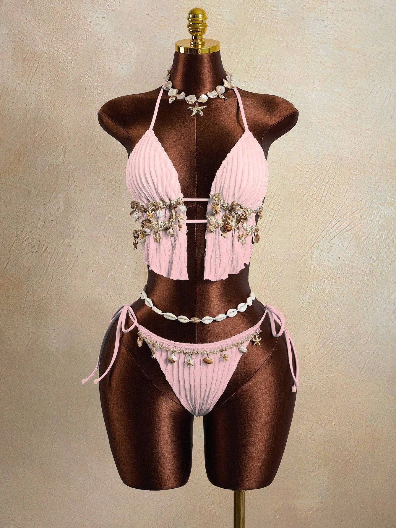 Lace-Up Camisole Two-Piece Swimsuit for Holiday Beachwear