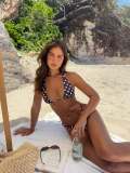 Women Polka Dot Print Halter Neck Backless Sexy Lace-Up Two Piece Swimsuit