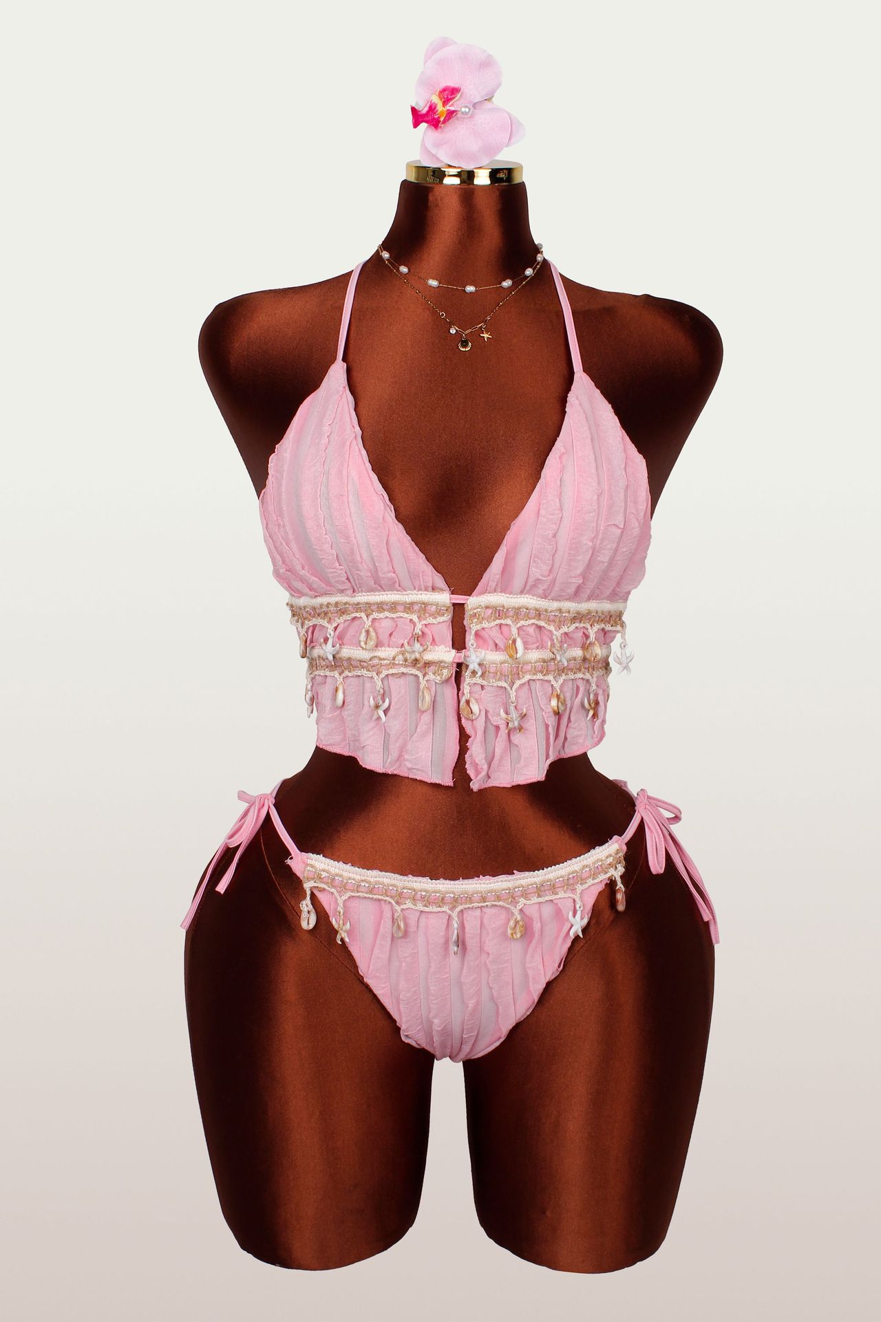 Lace-Up Camisole Two-Piece Swimsuit for Holiday Beachwear