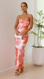 Women Summer Print Sleeveless Sexy Bodycon Strap Dress