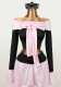 Women Color Block Bow Bell Sleeve Patchwork Off Shoulder Top & Skirt Two Piece Set