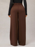 Women Spring & Summer V-Shaped Waist Blazer Pants Ruched Wide Leg Long Pants