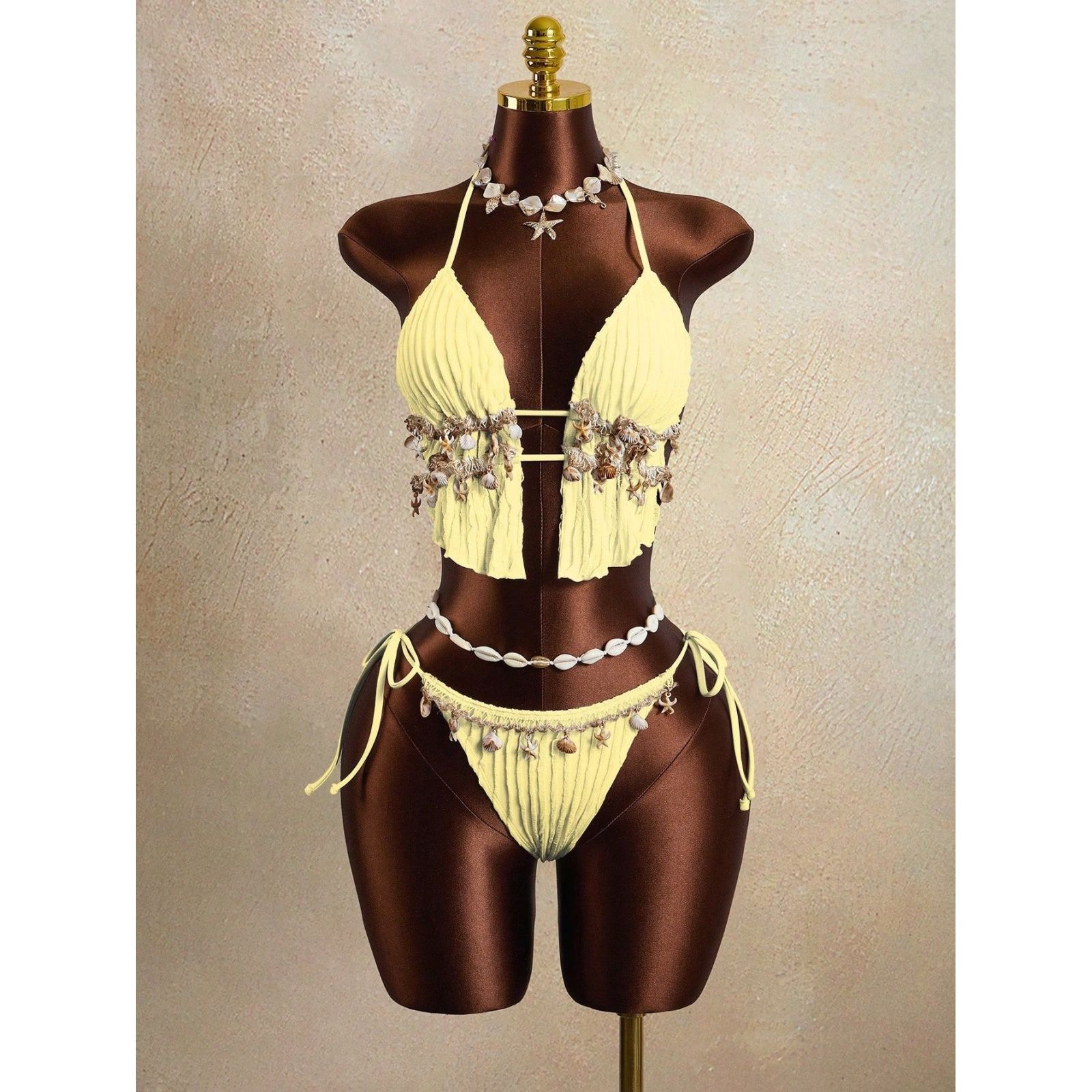 Lace-Up Camisole Two-Piece Swimsuit for Holiday Beachwear