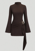Women Metallic Mock Neck Strap Bodycon Dress Women Metallic Mock Neck Strap Bodycon Dress