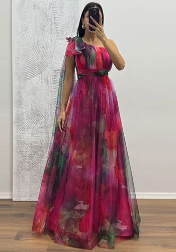 Women Holiday Casual Summer Mesh Print Strap Dress