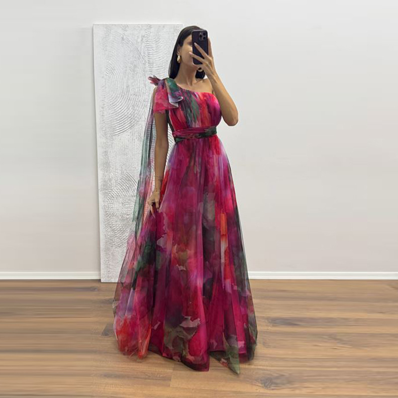 Mesh Printed Strap Dress for Summer Holiday Vacations
