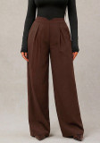 Women Spring & Summer V-Shaped Waist Blazer Pants Ruched Wide Leg Long Pants