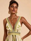 Women Summer V Neck Print Dress