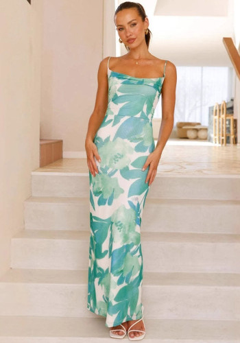 Women Summer Print Sleeveless Sexy Bodycon Strap Dress