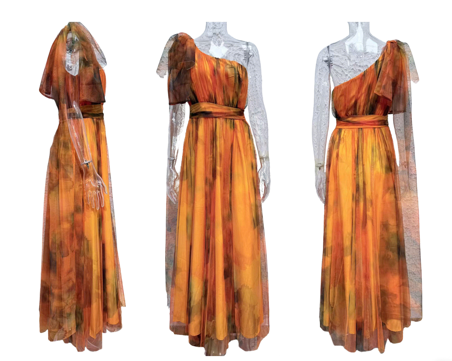 Mesh Printed Strap Dress for Summer Holiday Vacations