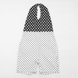 Women Summer Sexy Polka Dot Print Halter Neck Tie Short Sleeve Cargo Shorts
