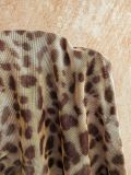 Women Leopard Print Sexy Halter Neck Lace-Up Irregular Backless Mesh Top