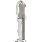 Women Summer Halter Neck Tie Strap Jumpsuit
