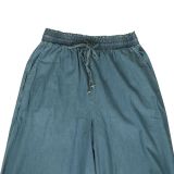 Women Strapless Top & Denim Wide Leg Pants Two Piece Set