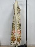 Women Summer V Neck Print Dress