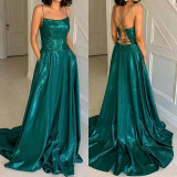 Women Strapless Shiny Evening Dress