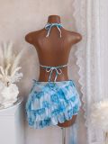 Women Color Block Sexy Casual Hot Holiday Lace-Up Three Piece Swimsuit