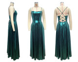 Women Strapless Shiny Evening Dress