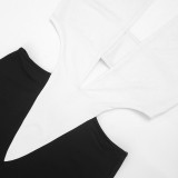 Women V Neck Halter Neck Tie Jumpsuit