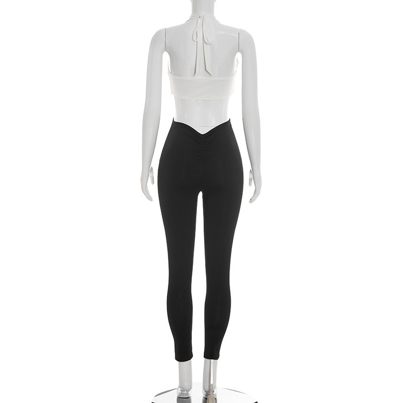 V-Neck Halter Tie Jumpsuit for Summer Parties