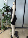 Women Spring & Summer Mesh Hollow Out Patchwork Sleeveless Jumpsuit