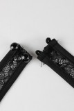 Women Sexy Lace See-Through Mesh Patchwork Halter Neck Backless Jumpsuit